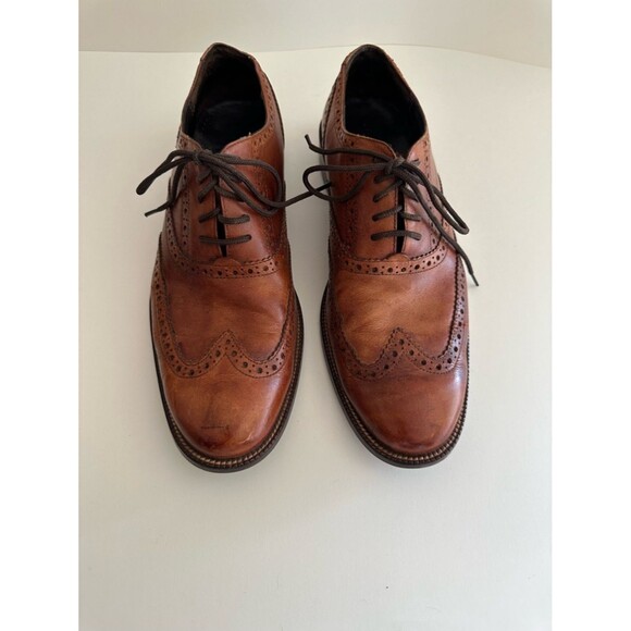 Cole Haan brown leather brogued wingtip oxford dress shoes main image 6